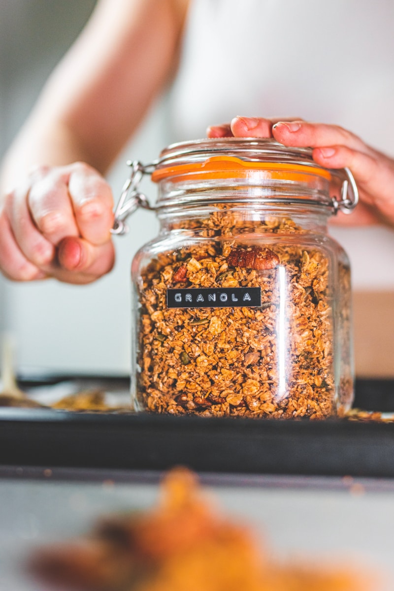 Maple Sea Salt Granola in a jar - Georgie Eats