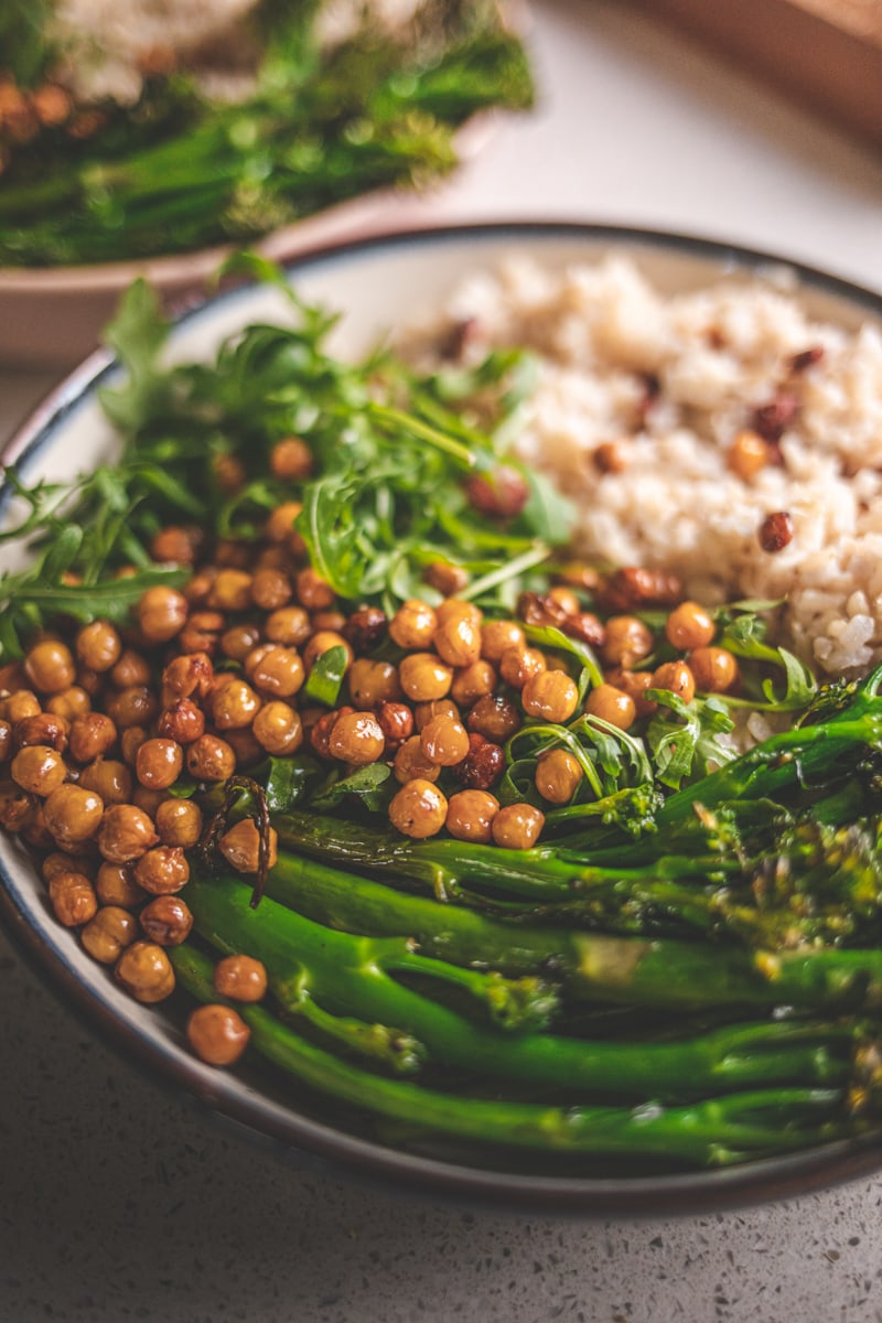Building the roasted broccoli nourish bowl