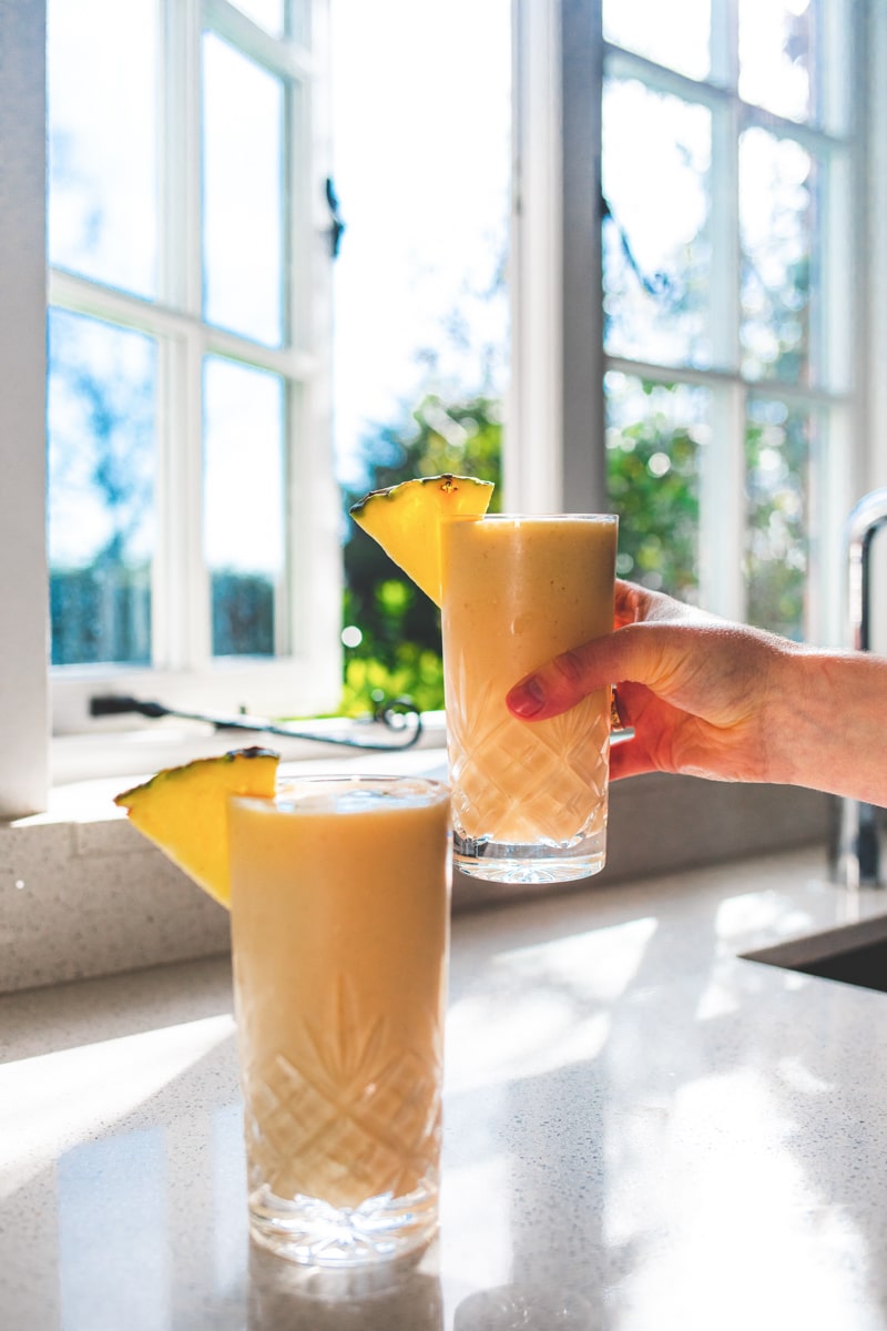two Pina Colada Breakfast Smoothie - Georgie Eats