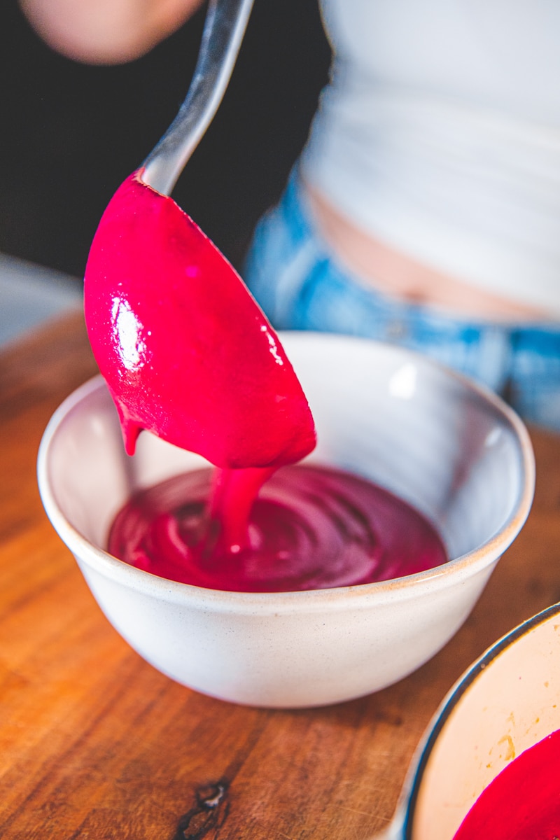 Serving the Roasted Beetroot Soup - Georgie Eats