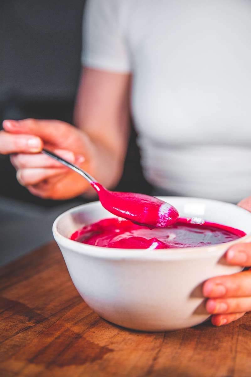 Eating the Roasted Beetroot Soup - Georgie Eats