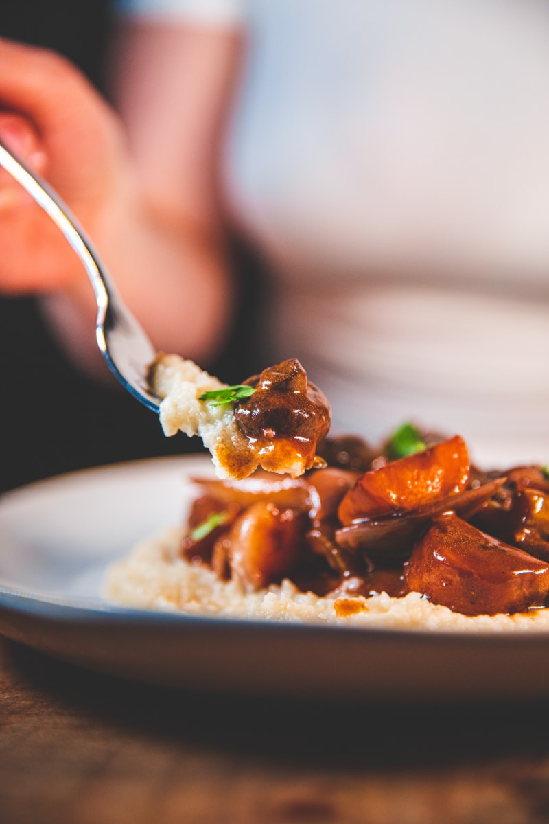 A forkful of Mushroom Bourguignon - Georgie Eats
