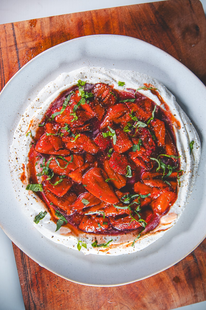 Balsamic Strawberries & Stracciatella - Georgie Eats