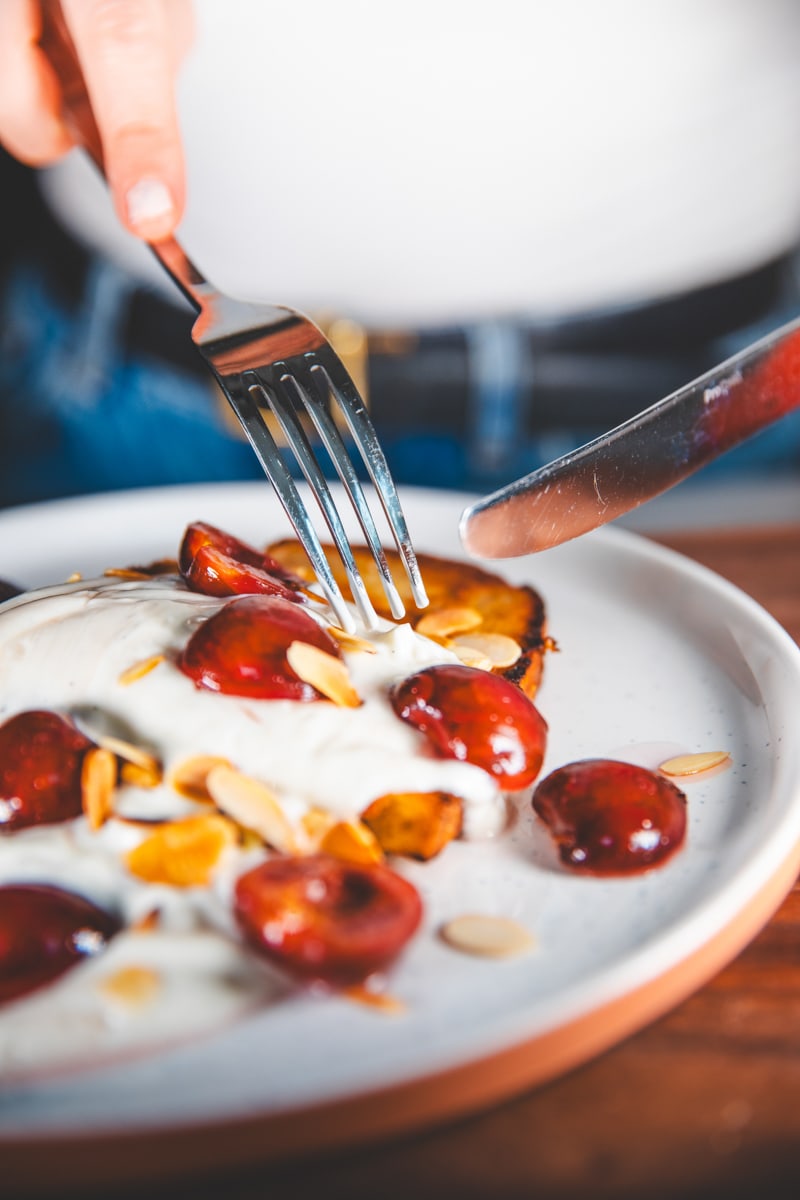 Cherry & Almond French Toast - Georgie Eats