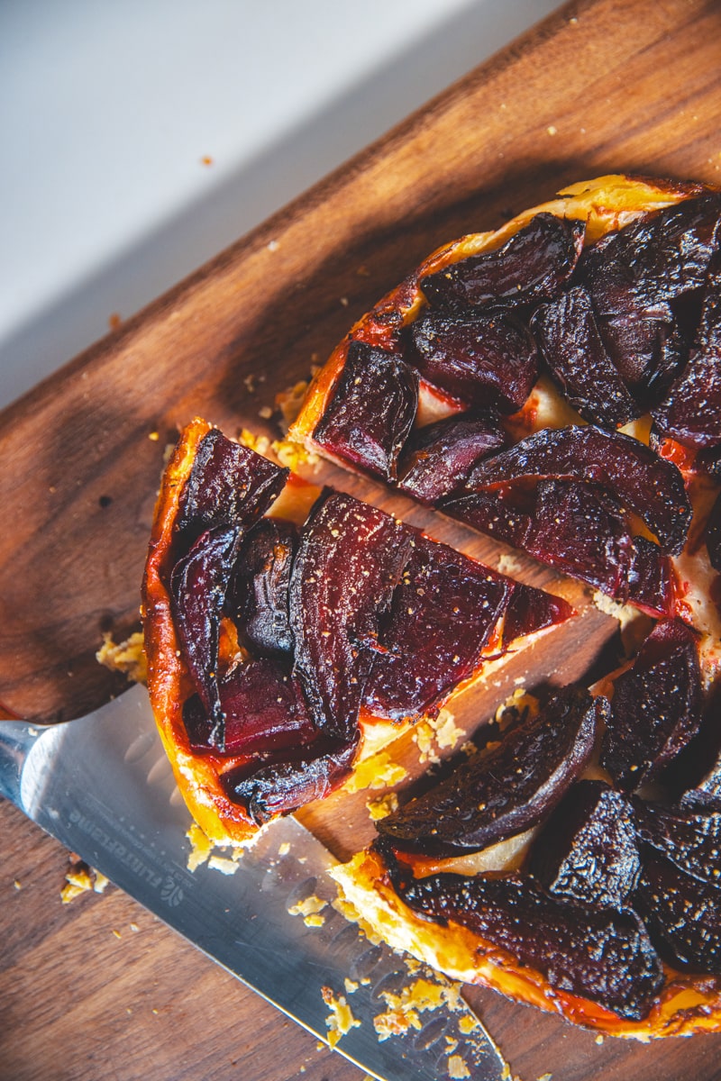 A slice of Beetroot Tarte Tatin - Georgie Eats