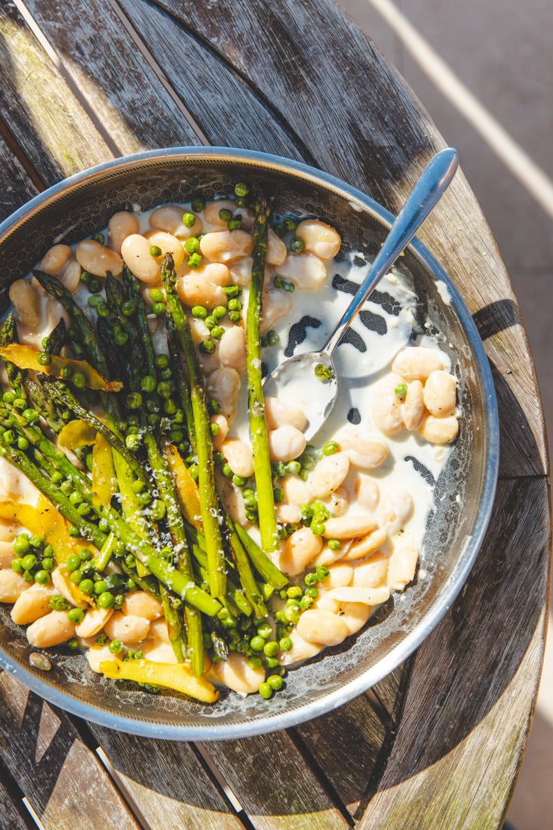Beans al Limone with Asparagus & Peas - Georgie Eats